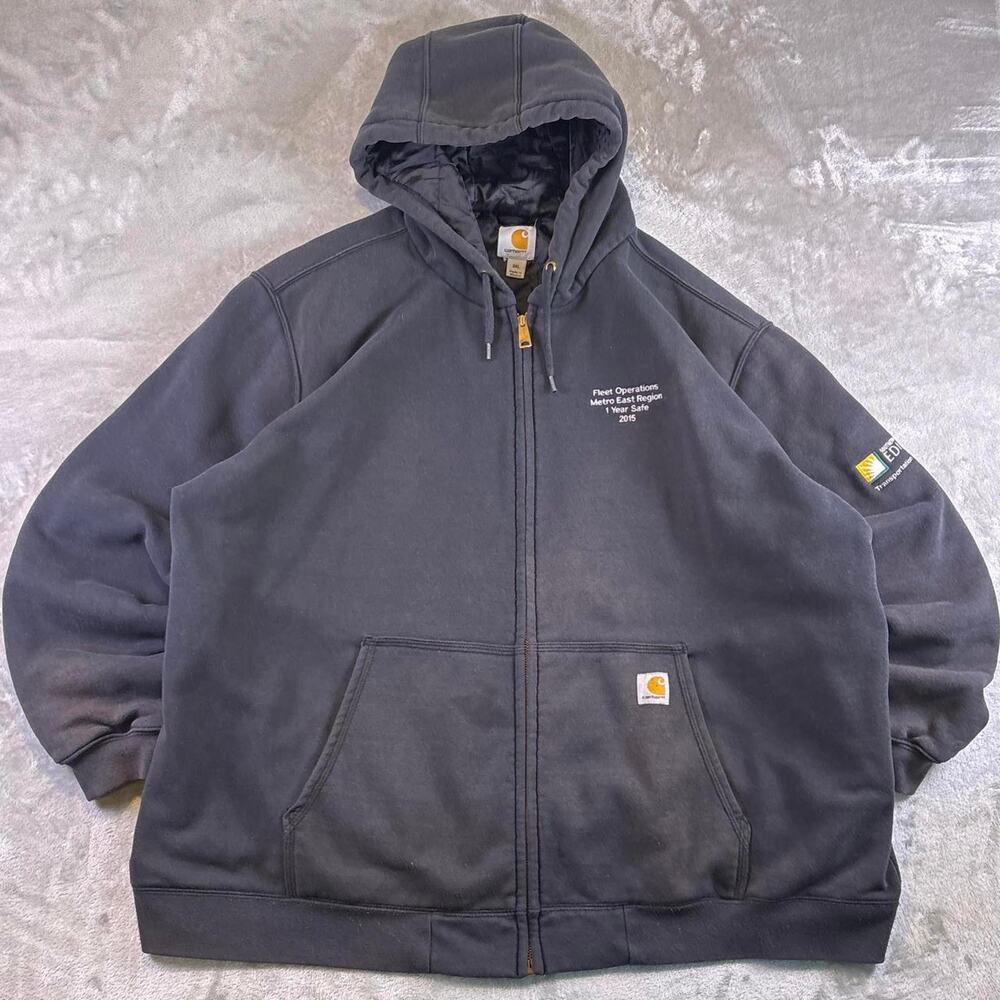Carhartt Quilted Lined Full Zip Hoodie Sweatshirt Navy Men’s XXXL